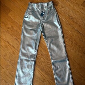 Abercrombie & Fitch Metallic Silver Straight Leg Pants